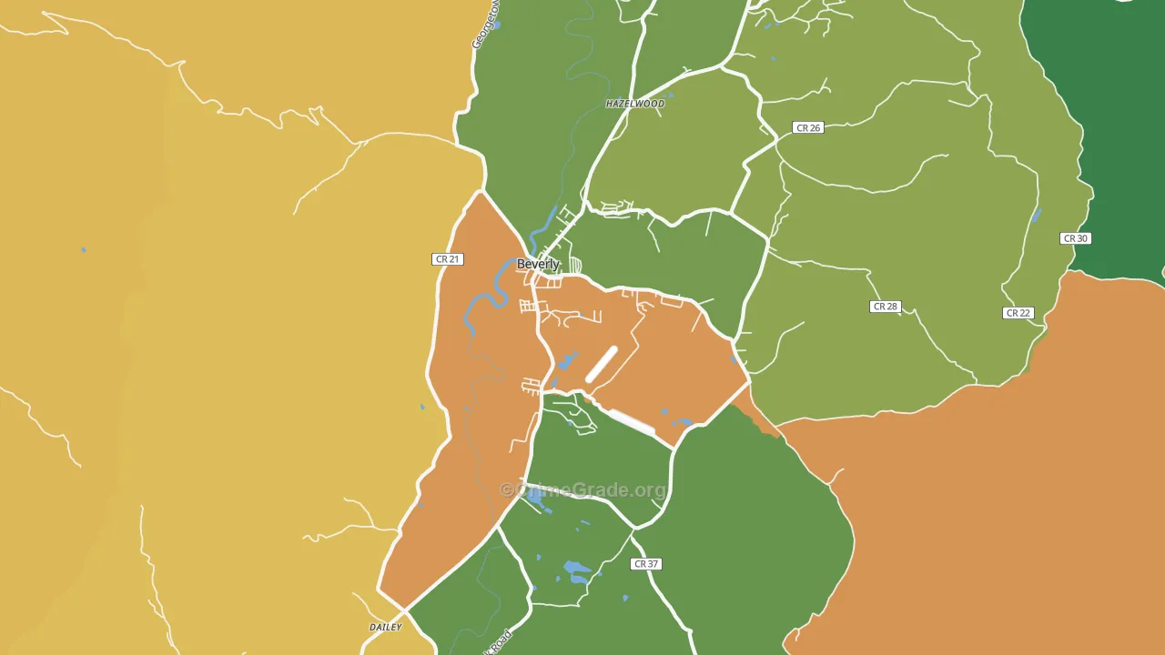 Beverly, WV Map of Assault Rates