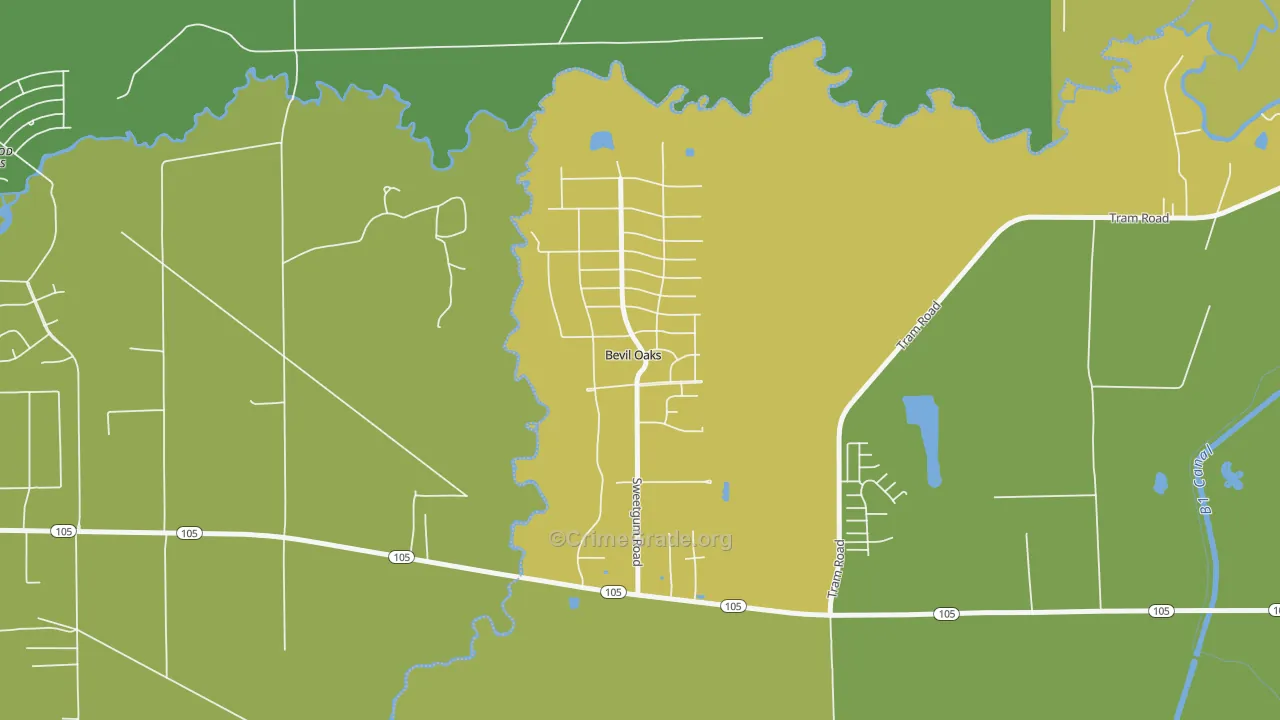 Bevil Oaks, TX Map of Assault Rates