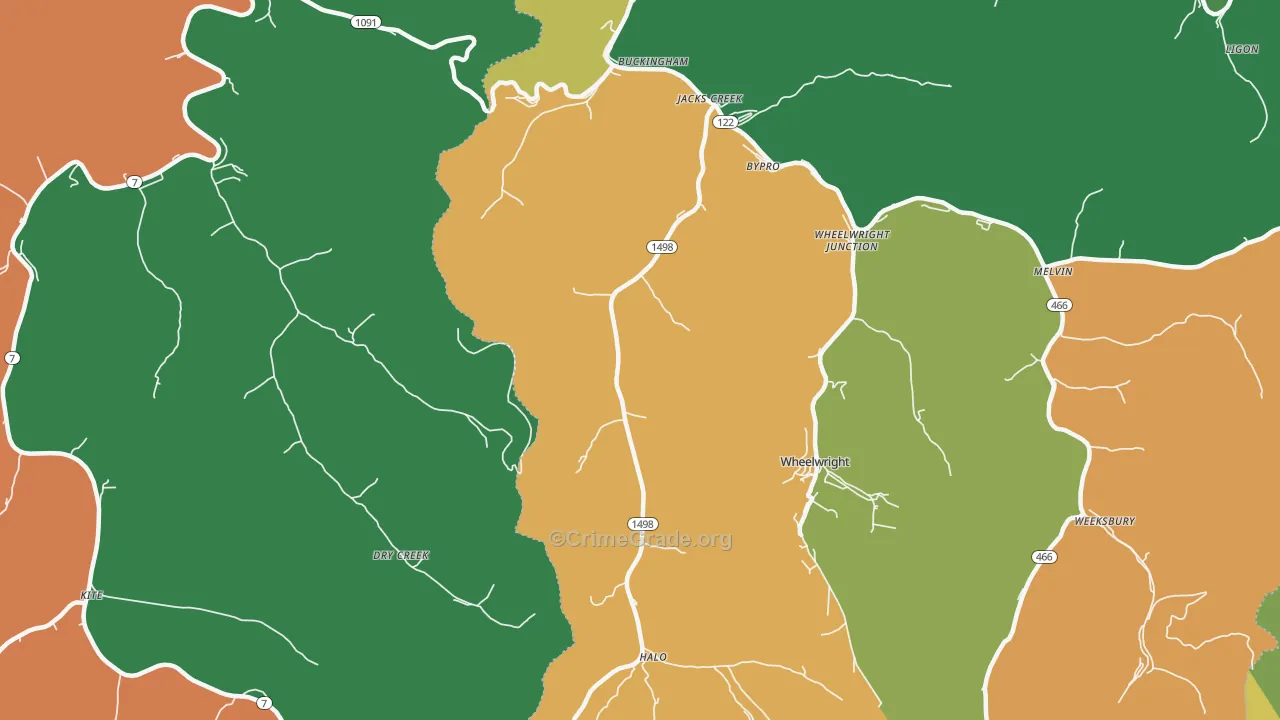 Bevinsville, KY Map of Assault Rates