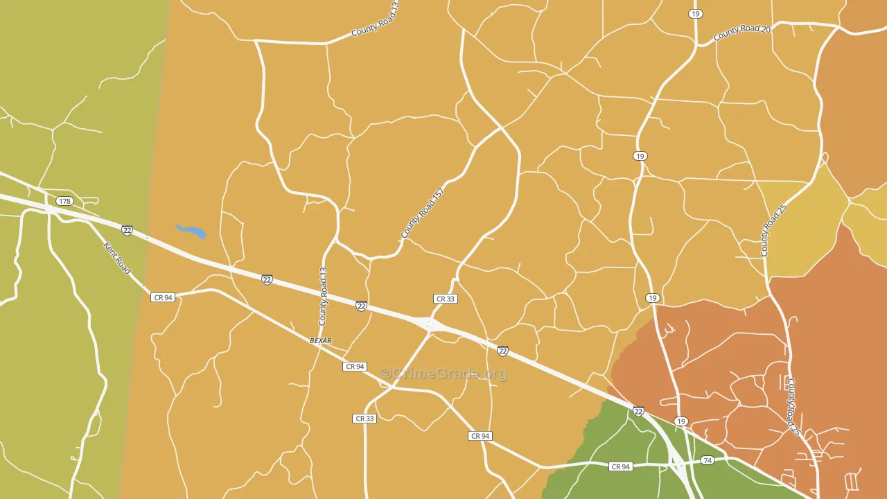 Bexar, AL Map of Assault Rates