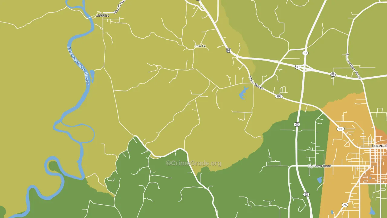 Bexley, MS Map of Assault Rates
