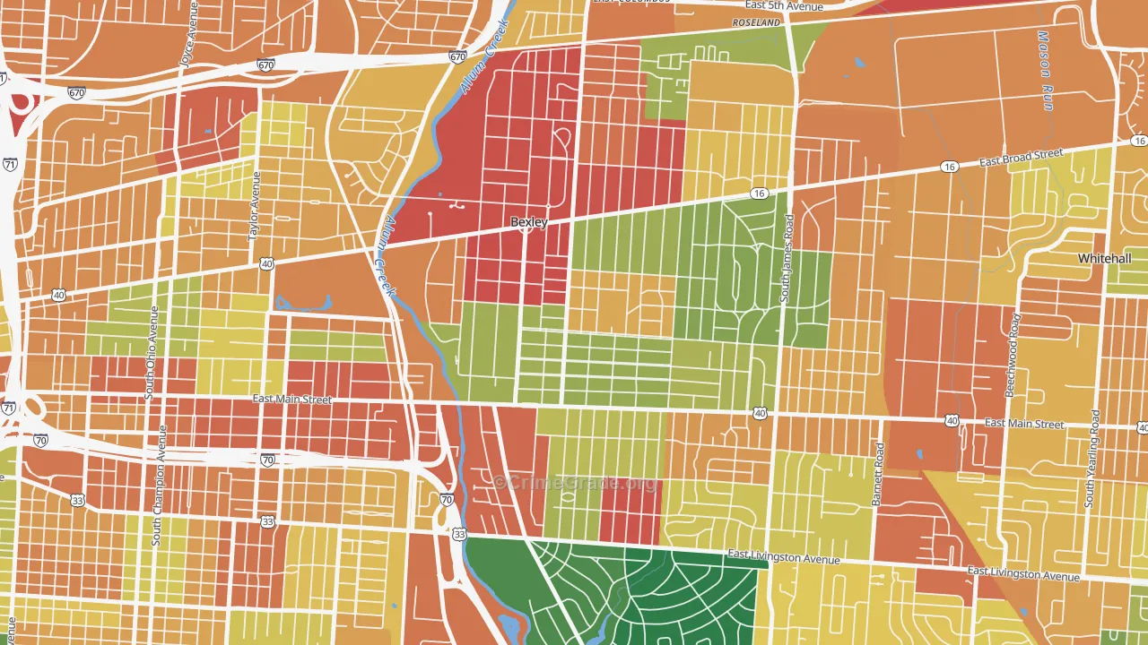 Bexley, OH Map of Assault Rates