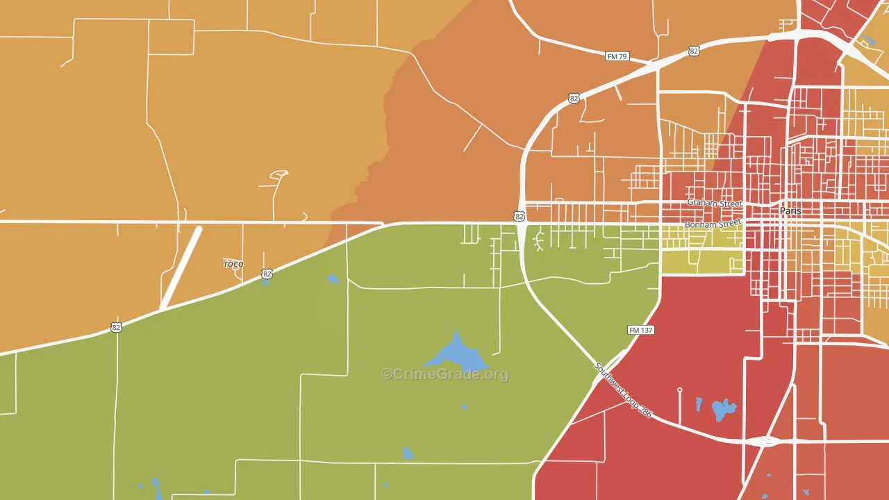 Biardstown, TX Map of Assault Rates