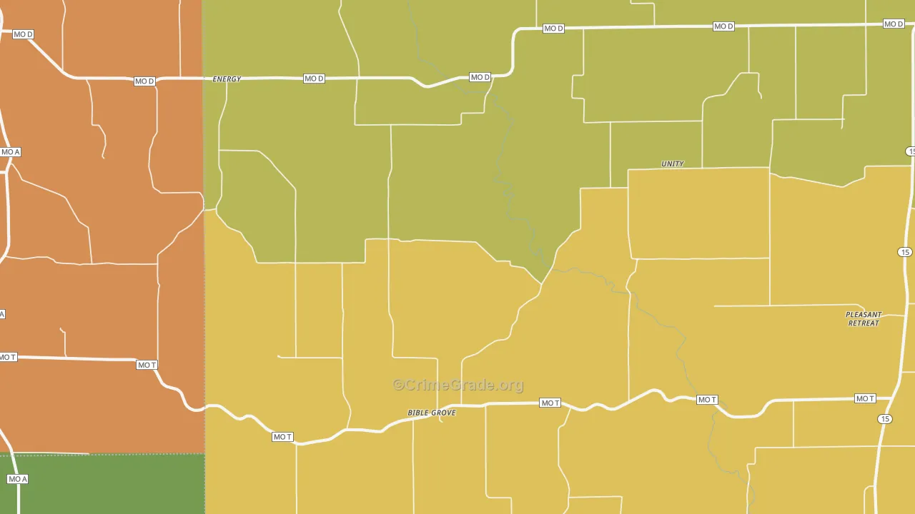 Bible Grove, MO Map of Assault Rates
