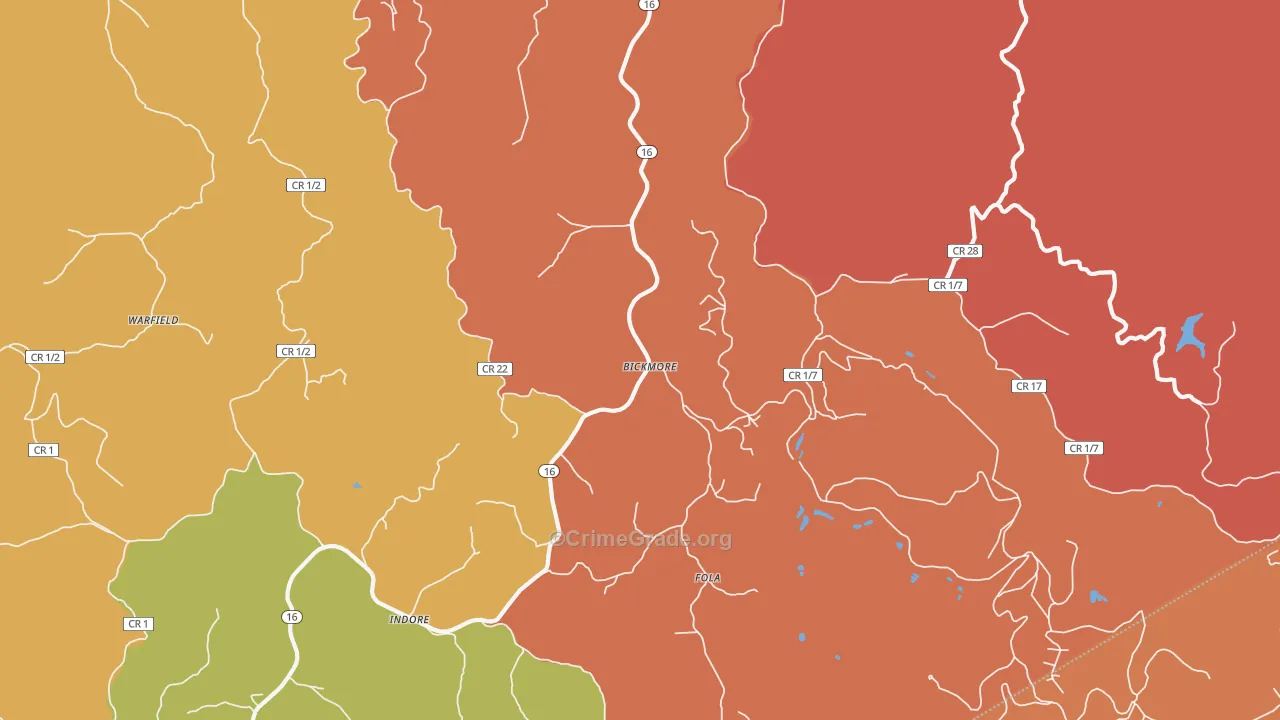 Bickmore, WV Map of Assault Rates