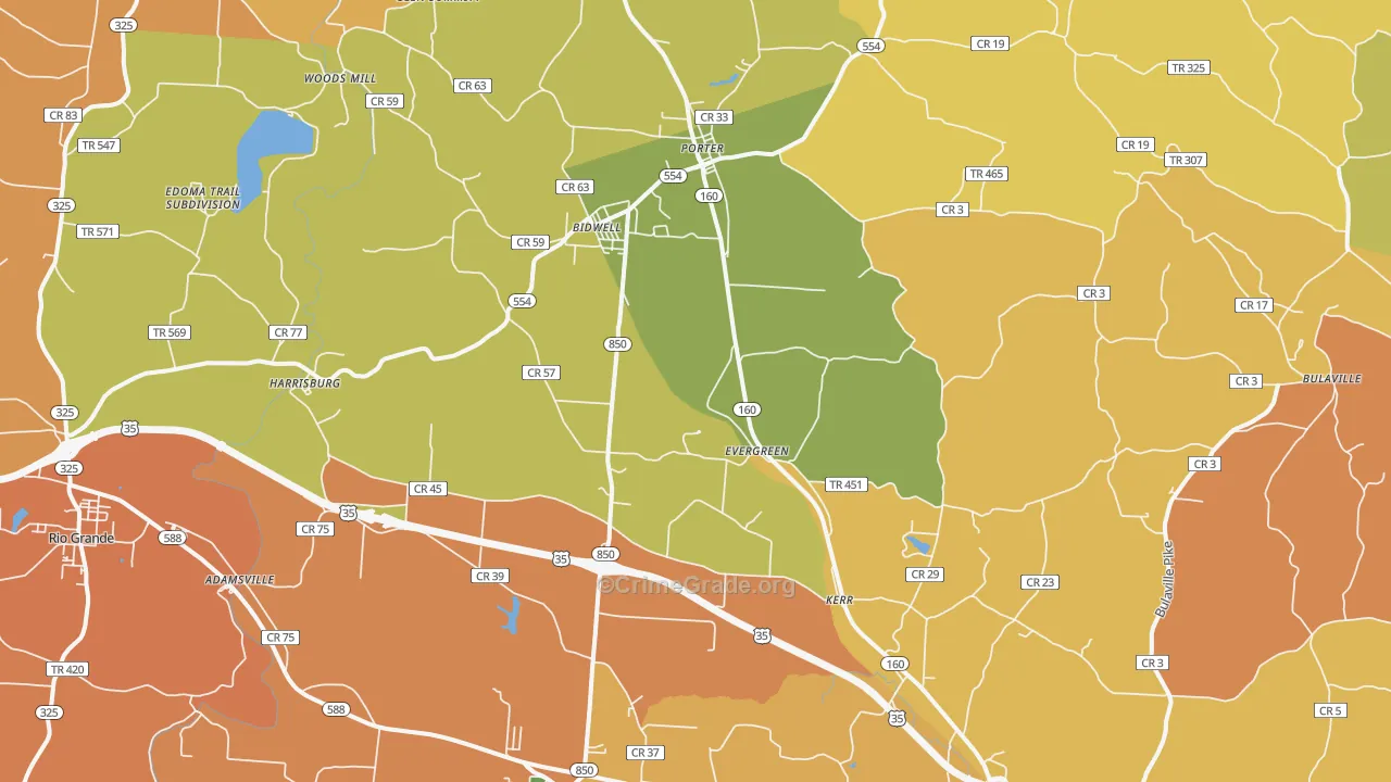 Bidwell, OH Map of Assault Rates