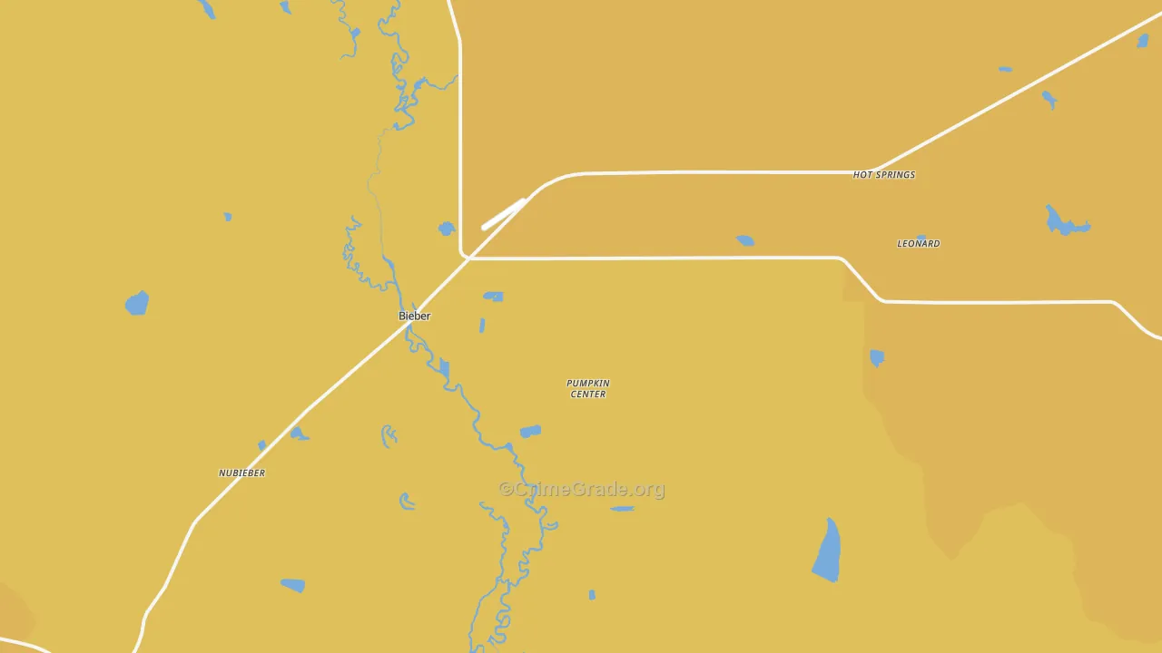 Bieber, CA Map of Assault Rates