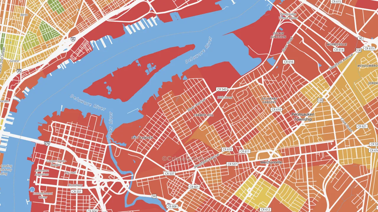 Biedeman, Camden, NJ Map of Assault Rates