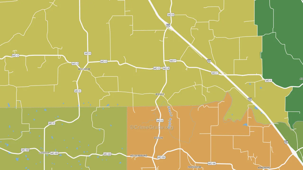 Biehle, MO Map of Assault Rates
