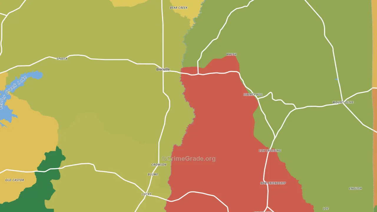 Bienville, LA Map of Assault Rates