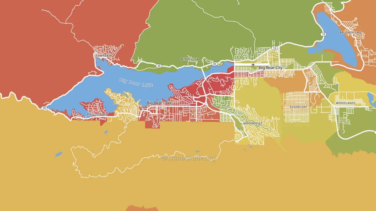 Big Bear Lake, CA Map of Assault Rates