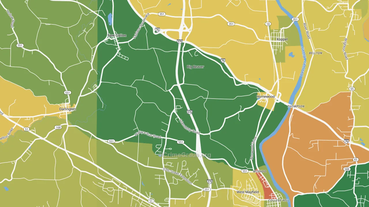Big Beaver, PA Map of Assault Rates