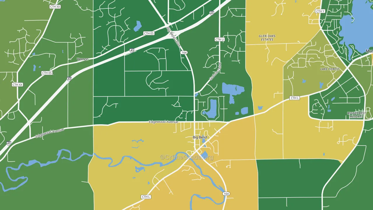 Big Bend, WI Map of Assault Rates