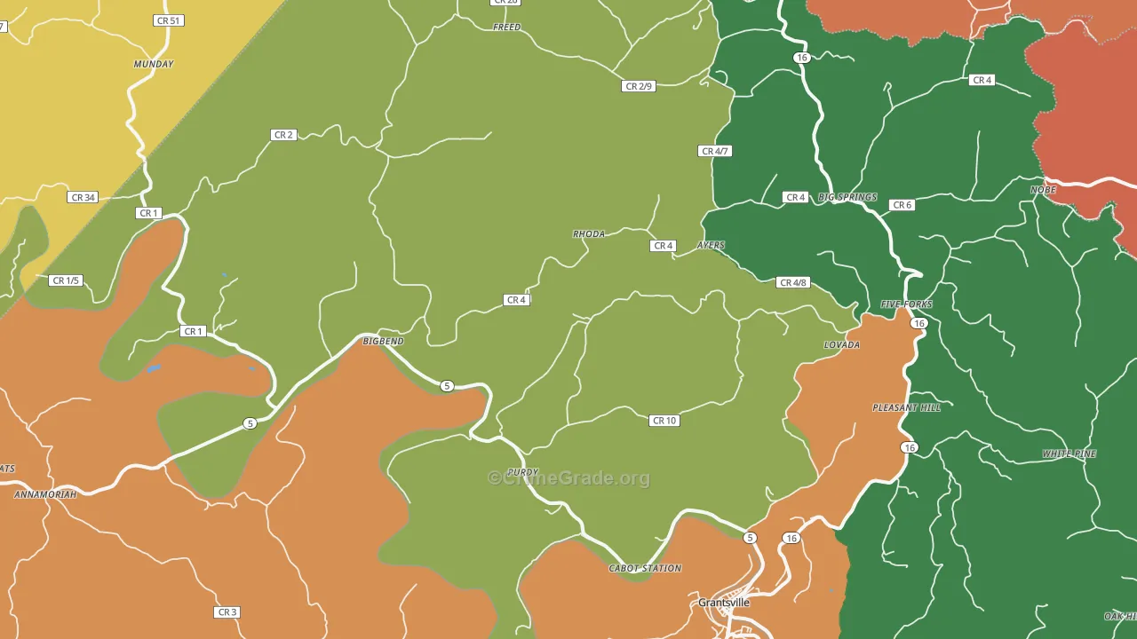 Big Bend, WV Map of Assault Rates