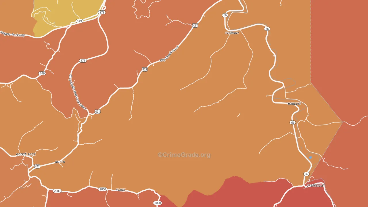 Big Creek, KY Map of Assault Rates