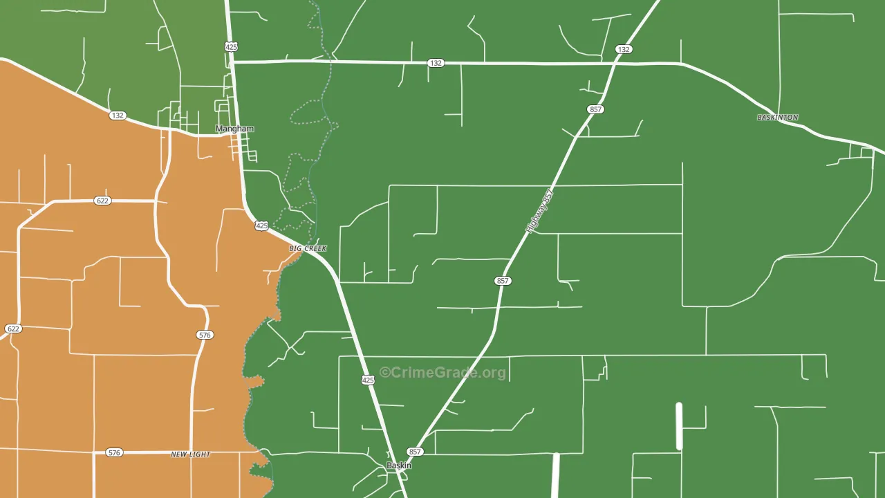Big Creek, LA Map of Assault Rates