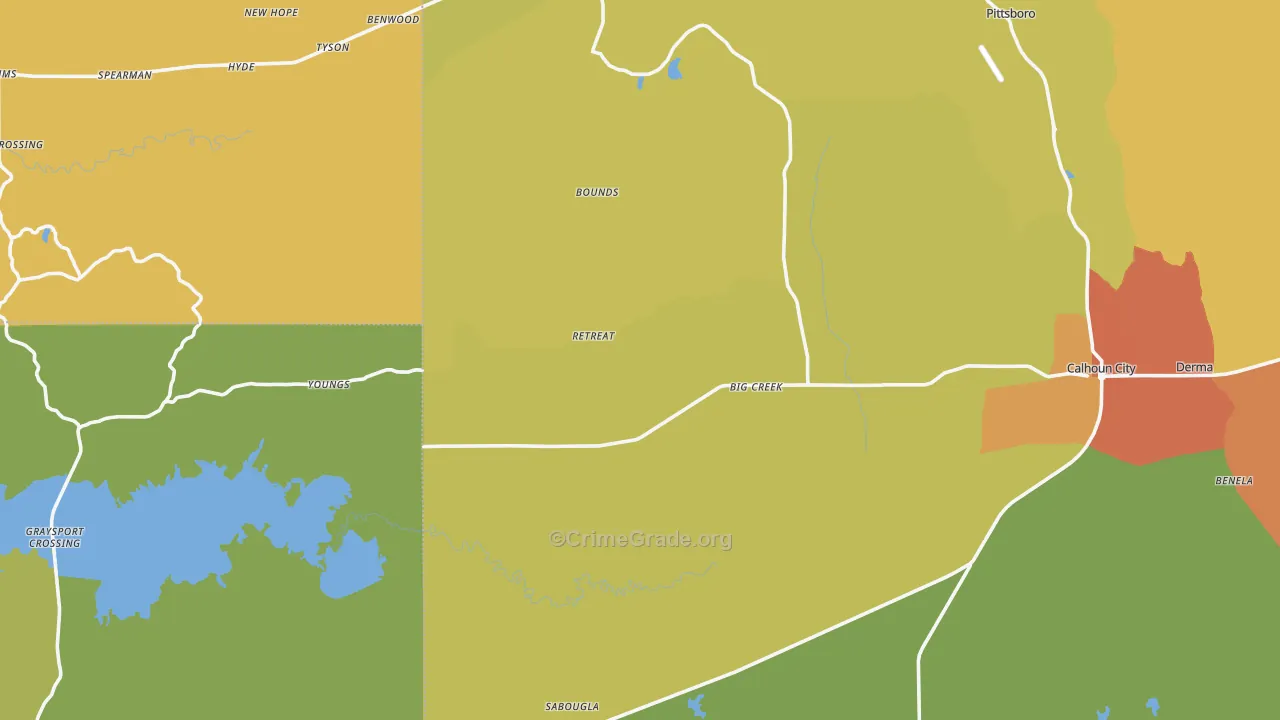 Big Creek, MS Map of Assault Rates