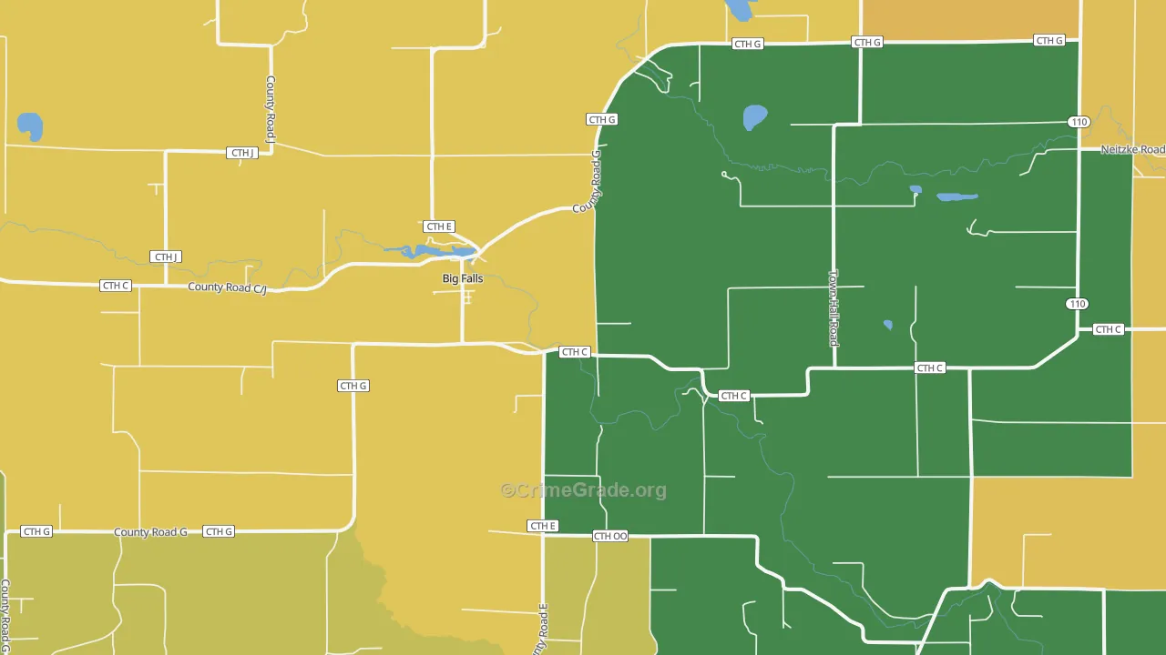 Big Falls, WI Map of Assault Rates