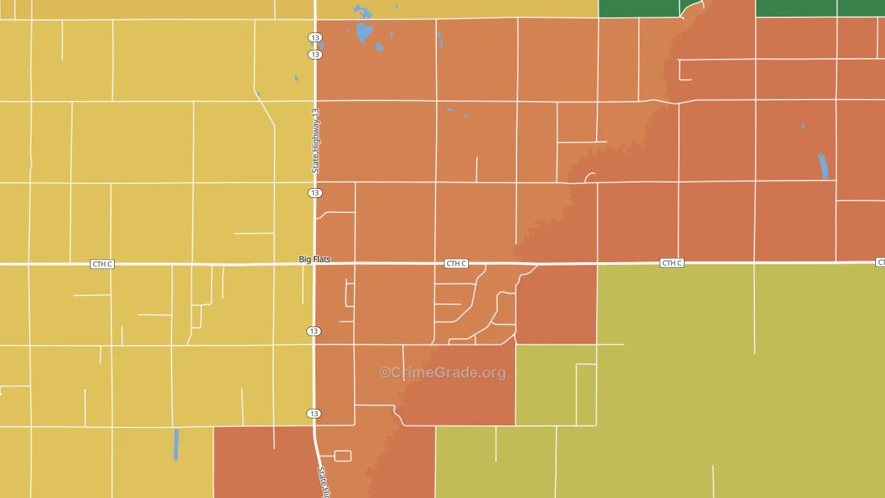 Big Flats, WI Map of Assault Rates