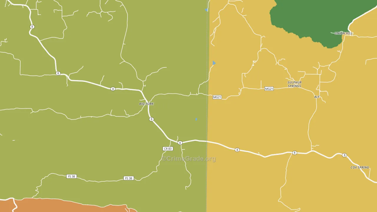 Big Fork, AR Map of Assault Rates