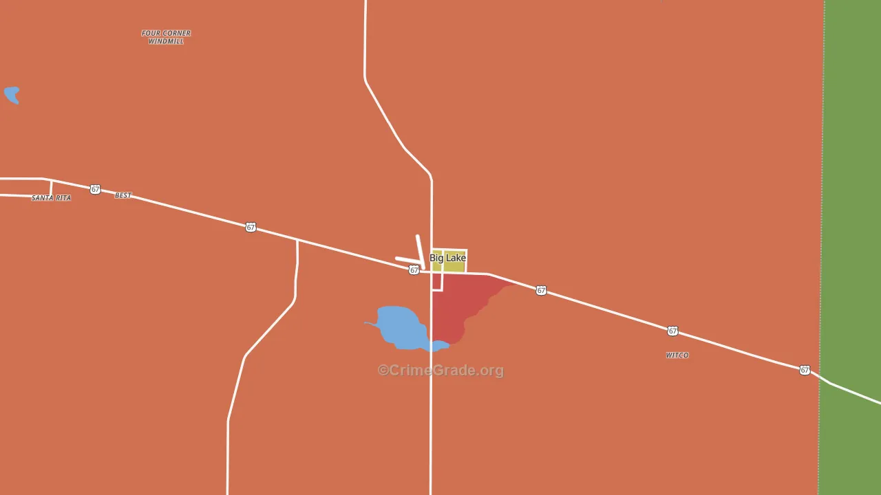Big Lake, TX Map of Assault Rates