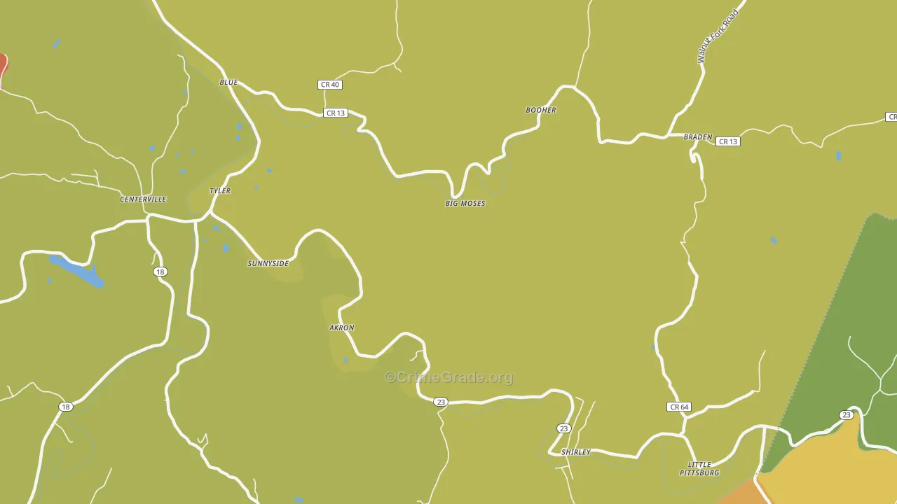 Big Moses, WV Map of Assault Rates