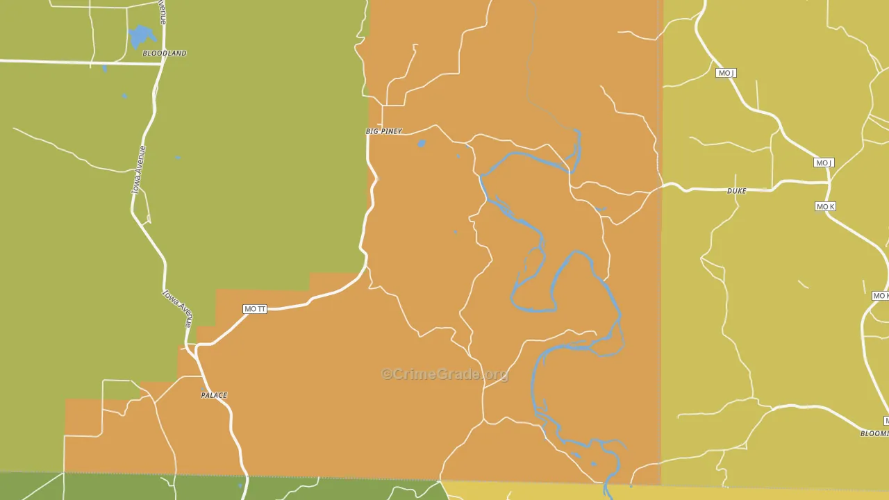 Big Piney, MO Map of Assault Rates