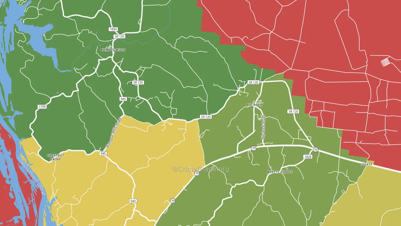 Big Rock, TN Map of Assault Rates