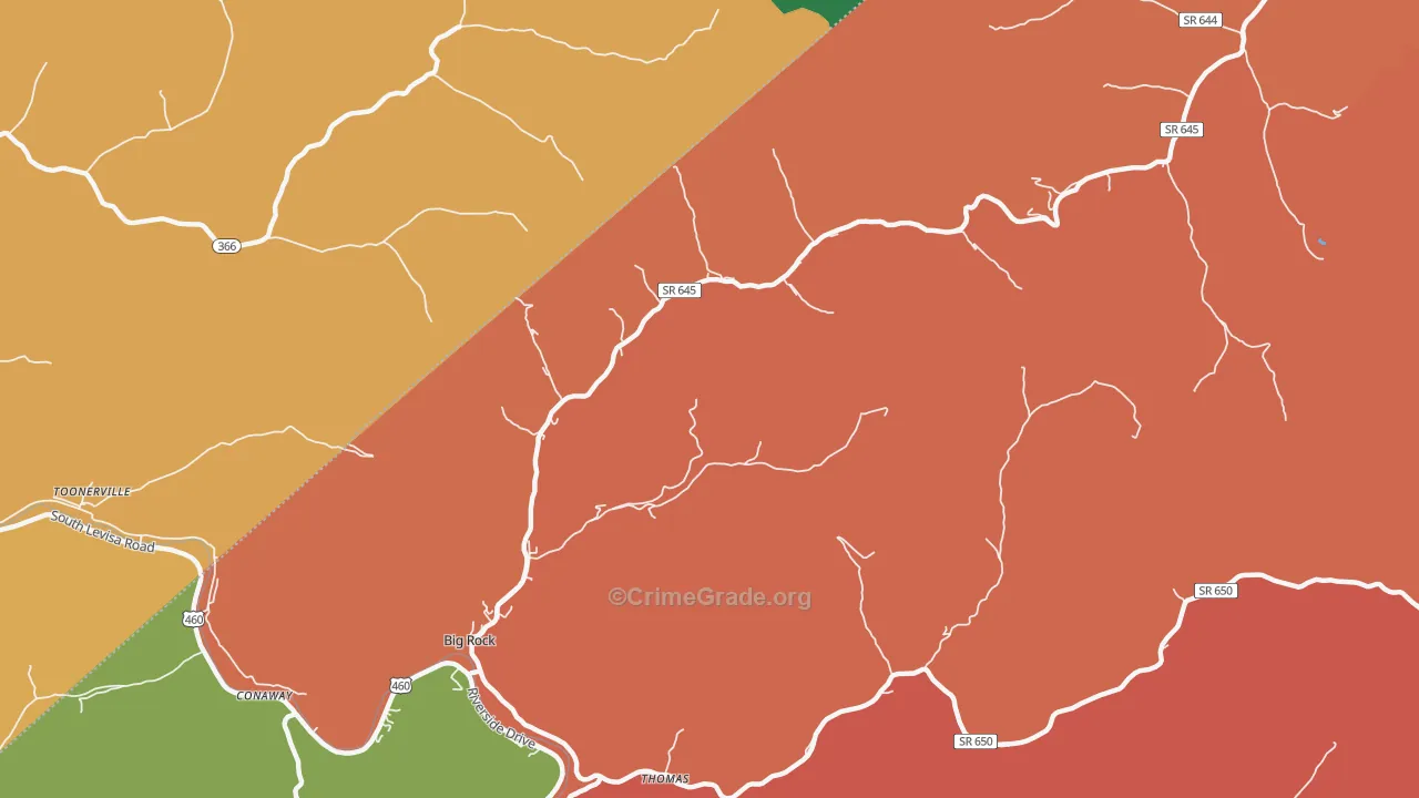 Big Rock, VA Map of Assault Rates