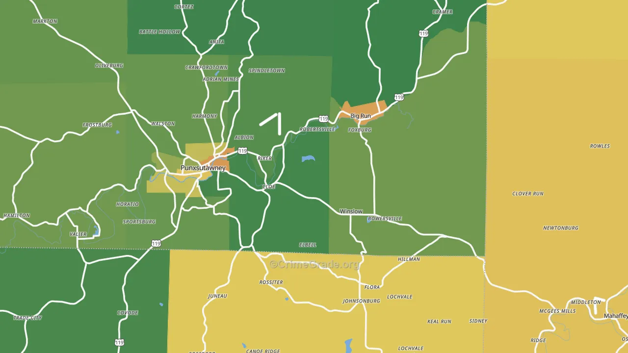 Big Run, PA Map of Assault Rates