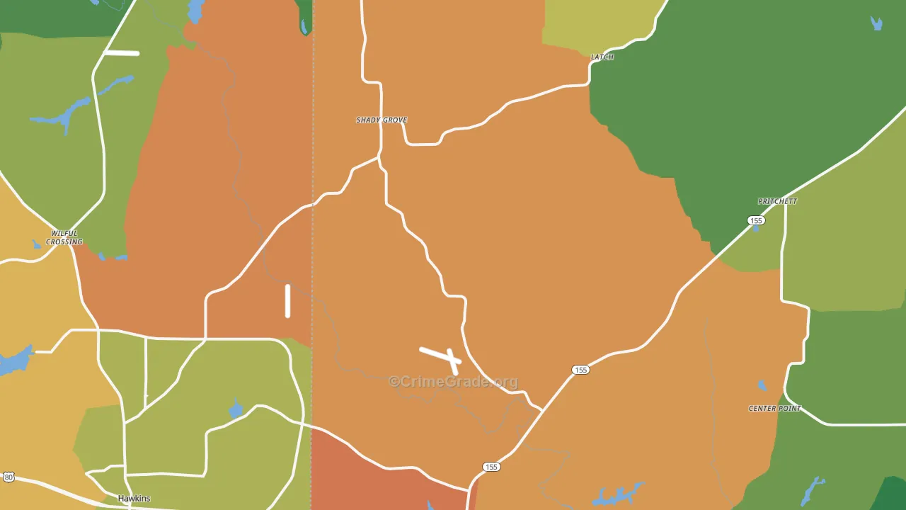 Big Sandy, TX Map of Assault Rates