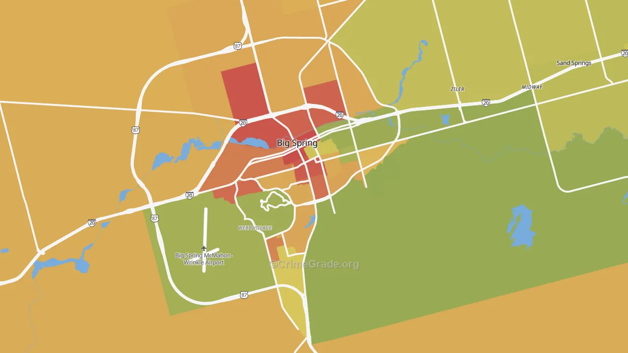 Big Spring, TX Map of Assault Rates