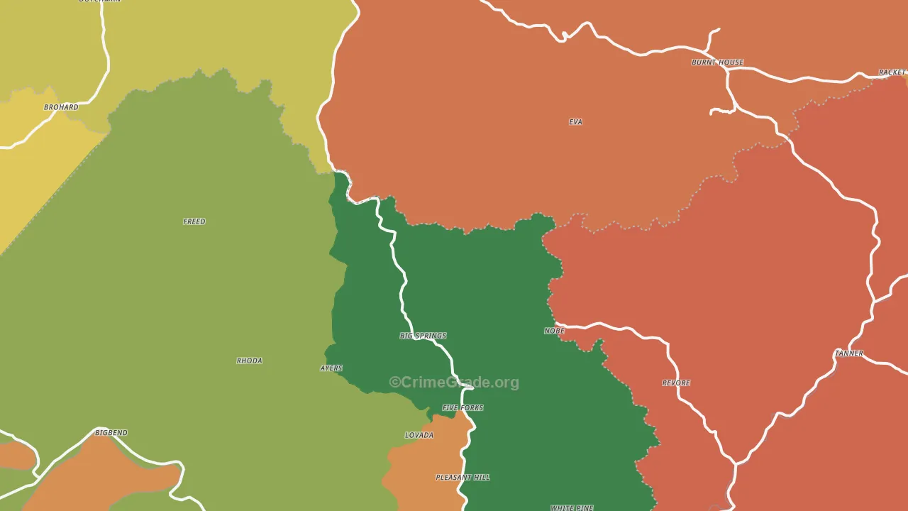 Big Springs, WV Map of Assault Rates