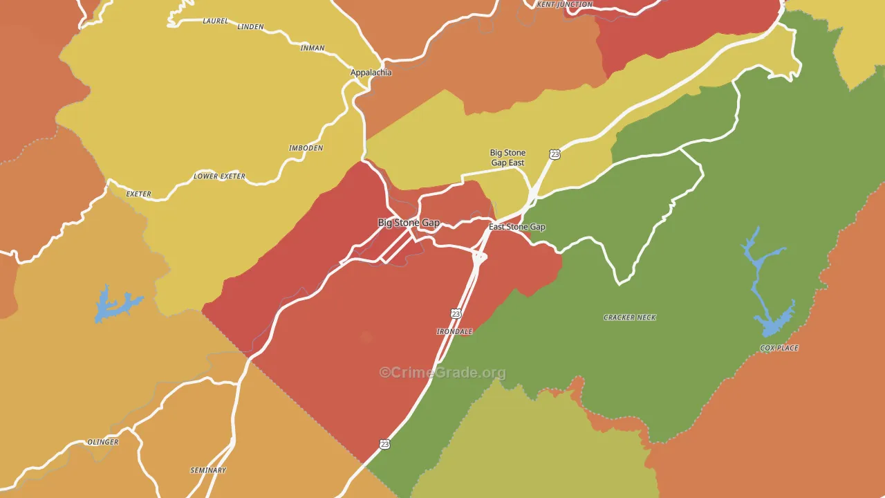 Big Stone Gap, VA Map of Assault Rates