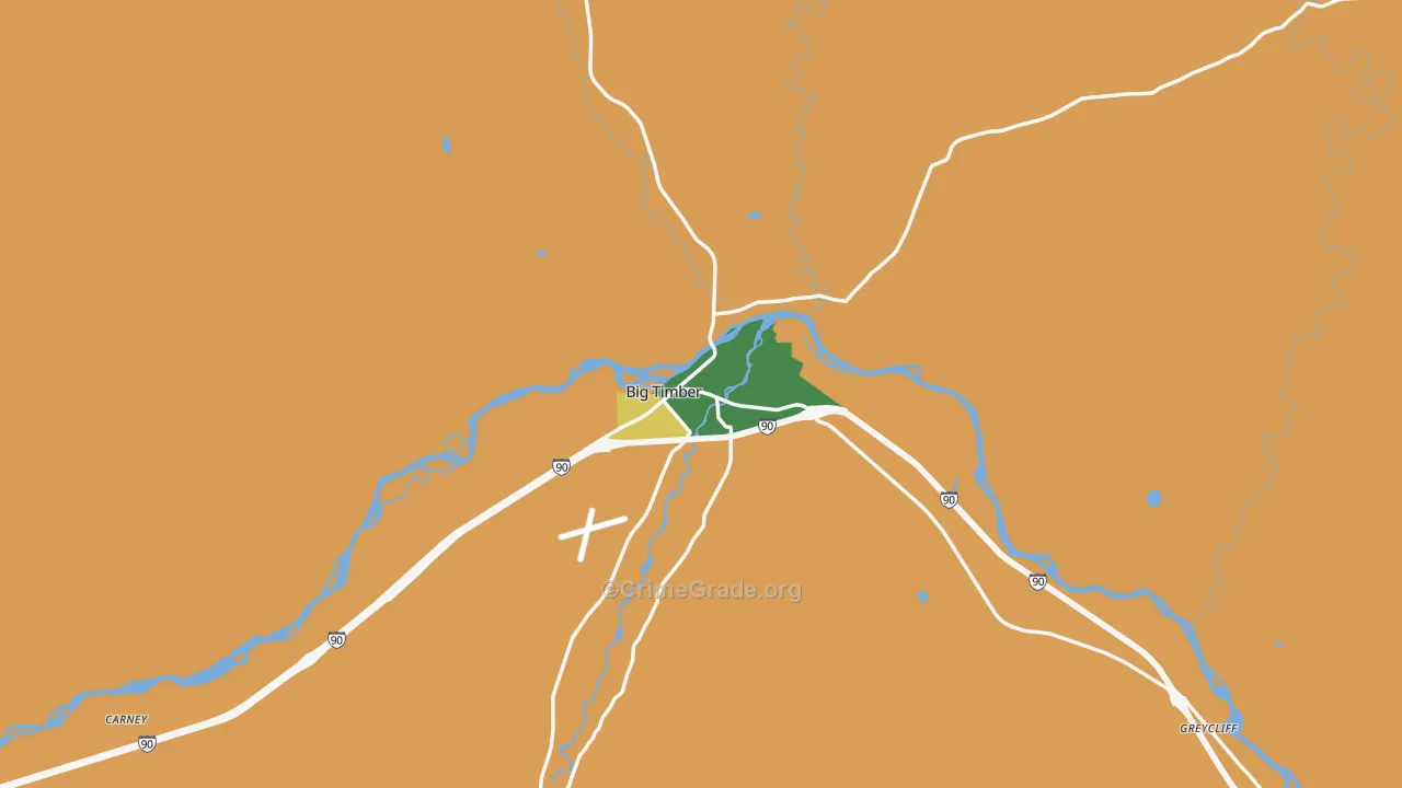 Big Timber, MT Map of Assault Rates