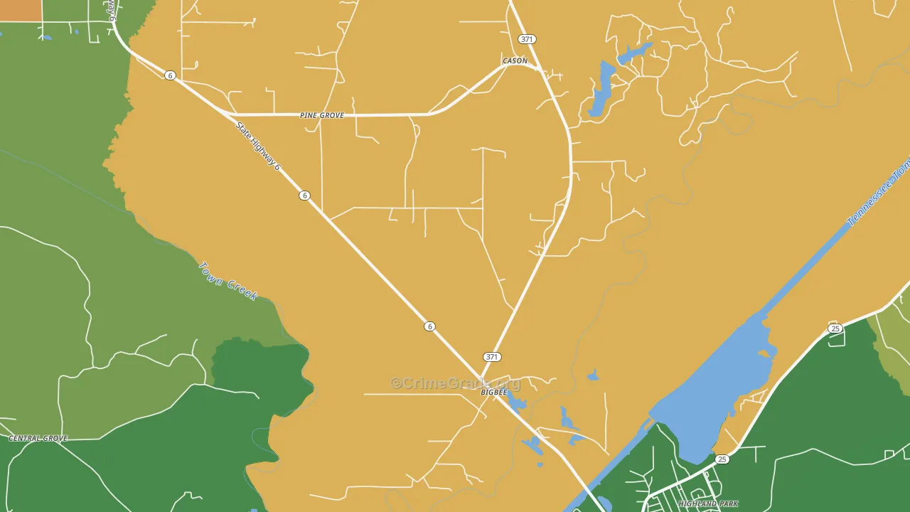 Bigbee, MS Map of Assault Rates