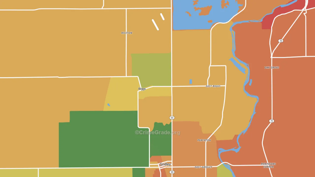 Biggs, CA Map of Assault Rates