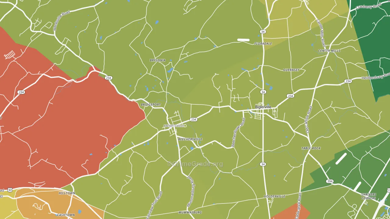 Biglerville, PA Map of Assault Rates