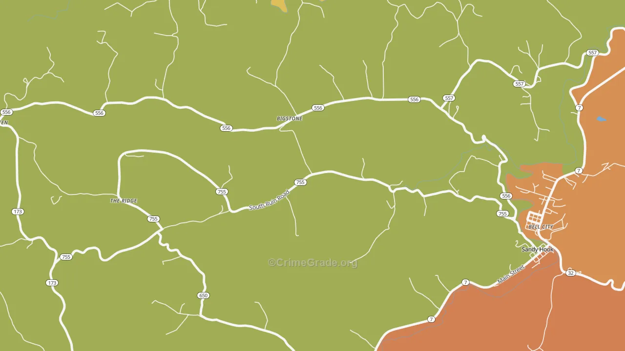 Bigstone, KY Map of Assault Rates