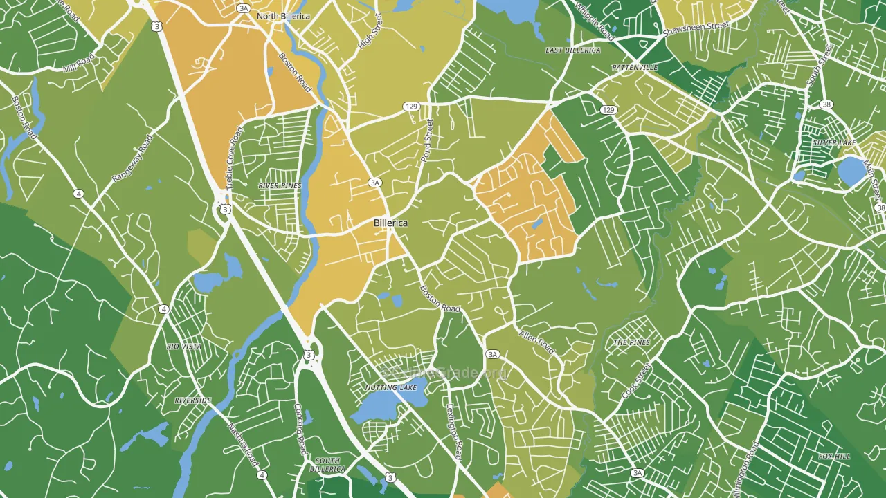 Billerica, MA Map of Assault Rates