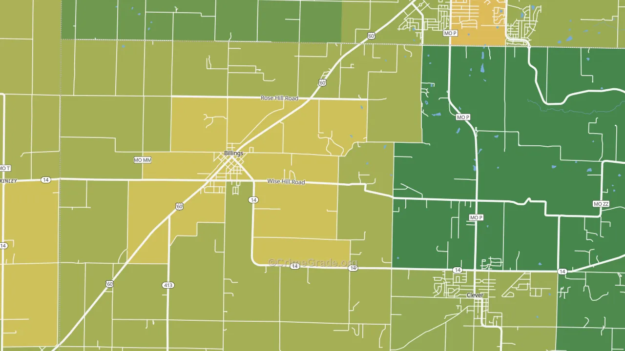 Billings, MO Map of Assault Rates