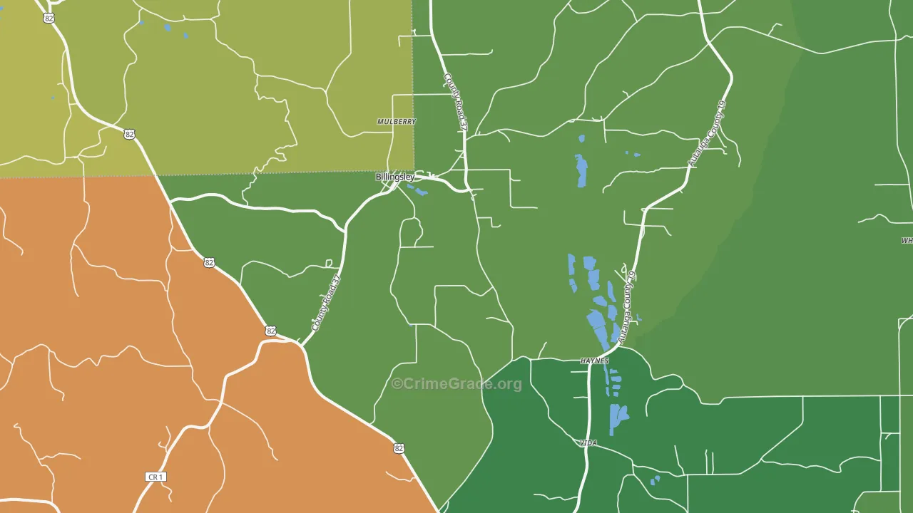 Billingsley, AL Map of Assault Rates