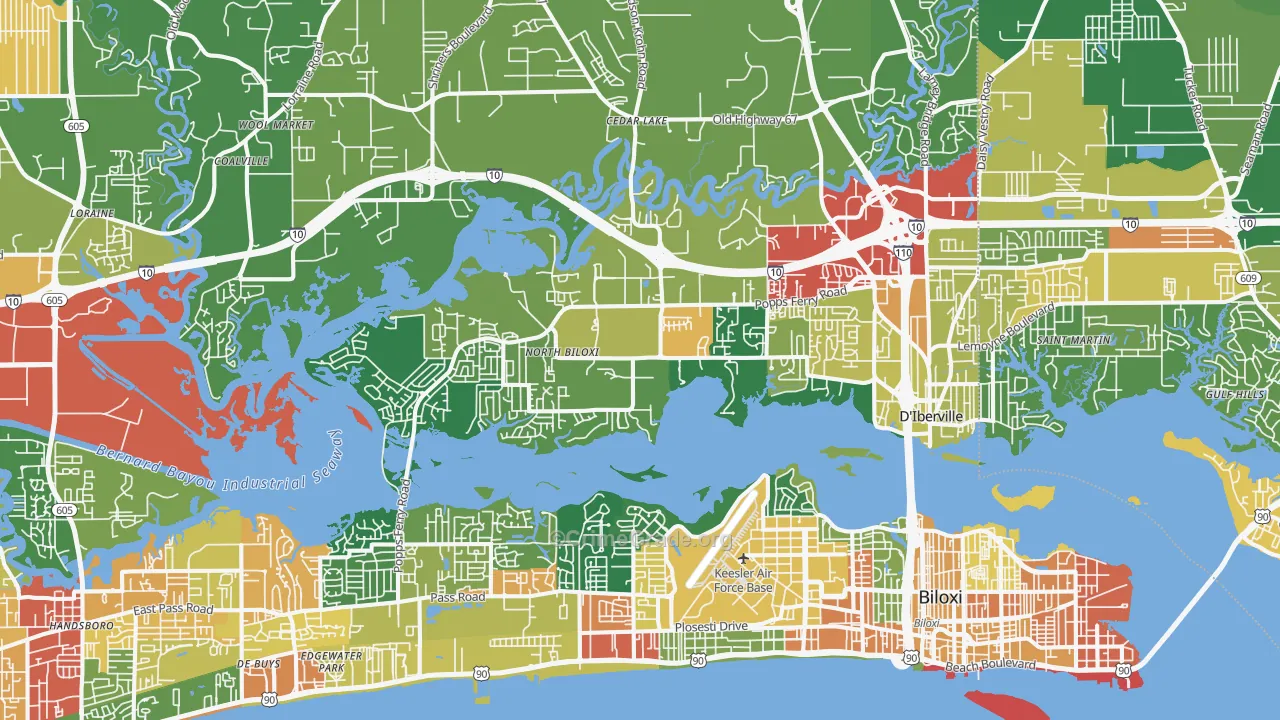 Biloxi, MS Map of Assault Rates