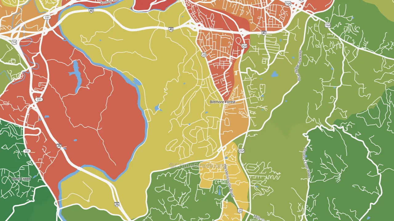 Biltmore Forest, NC Map of Assault Rates