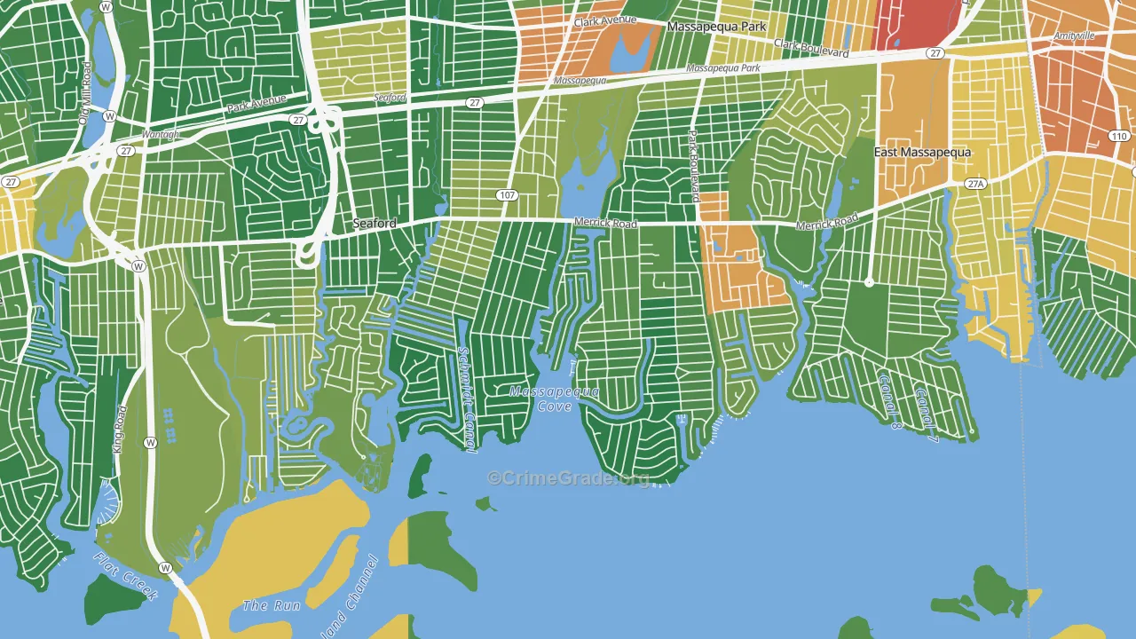 Biltmore Shores, Massapequa, NY Map of Assault Rates