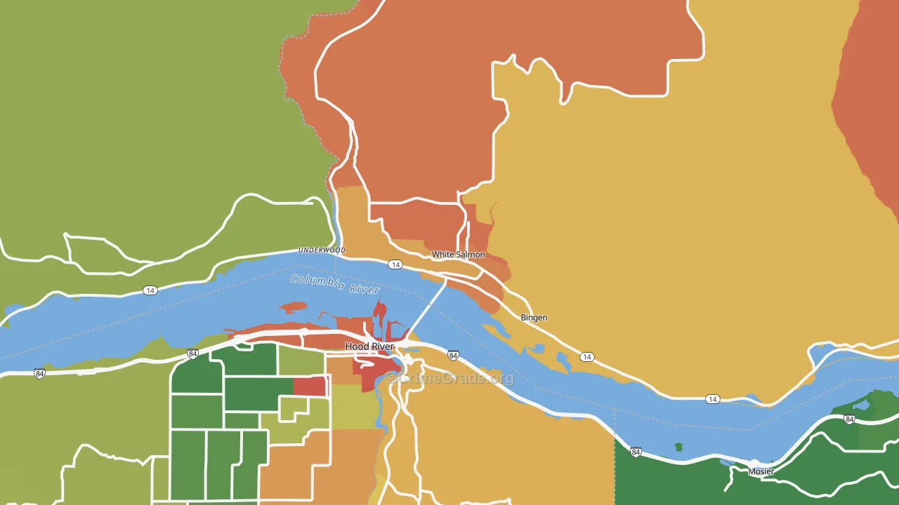 Bingen, WA Map of Assault Rates