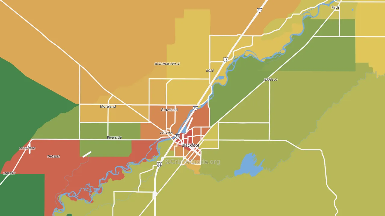 Bingham County, ID Map of Assault Rates