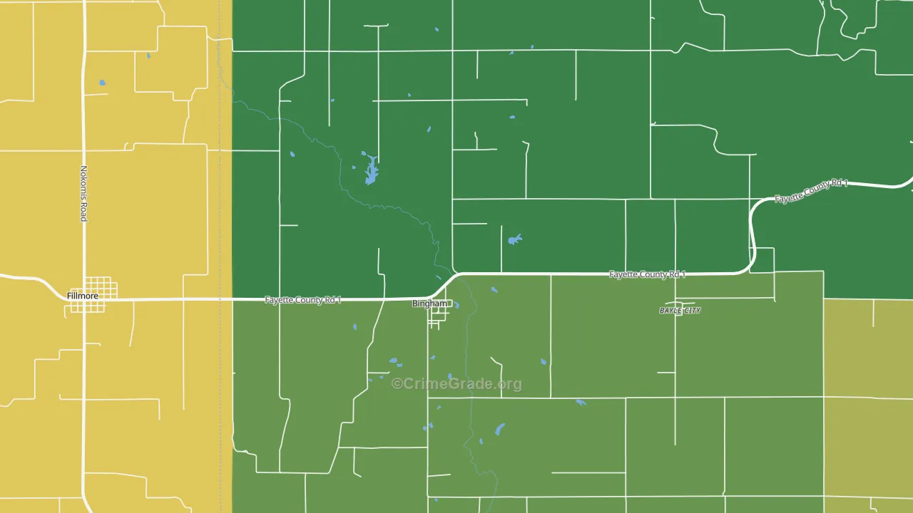 Bingham, IL Map of Assault Rates