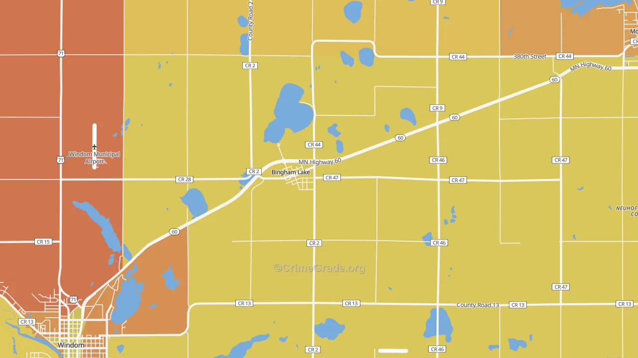 Bingham Lake, MN Map of Assault Rates