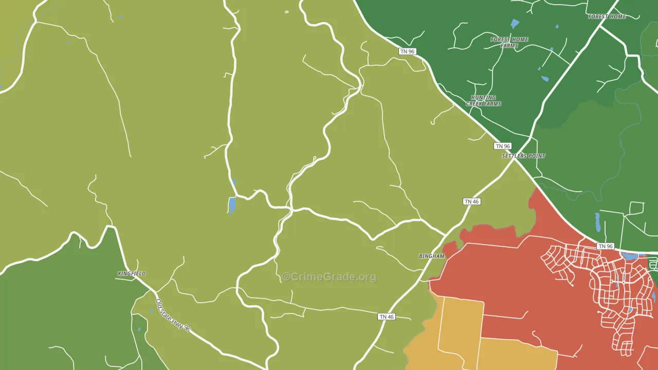 Bingham, TN Map of Assault Rates
